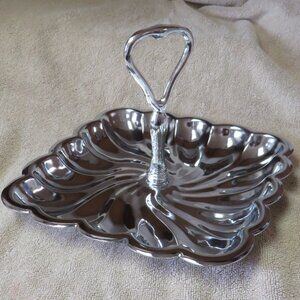 Polished Aluminum Swirl Party Serving Trays -- Set of 2